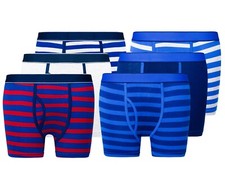 Boys Boxer Shorts Designer Stripes Trunks Cotton Keyhole  Underwear 6/12 pack