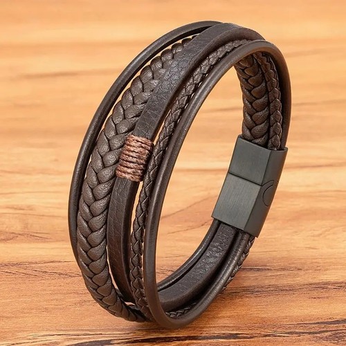 Hand woven leather bracelet - hand,