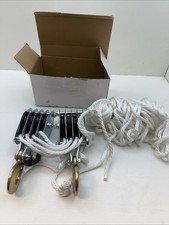Ghzste Heavy Duty Rope Pulley System, 4 Wheels, Galvanized Steel, 20m