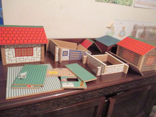 Wooden toy farm - buildings, and