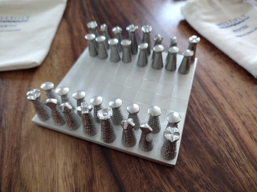 Pewter miniature chess set - pewter,