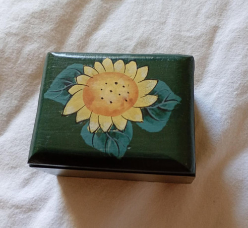 Small green hinged - wooden, box