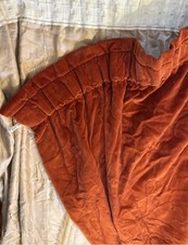 Vintage Cotton Velvet Curtain, Single, Orange 210 Cm Long