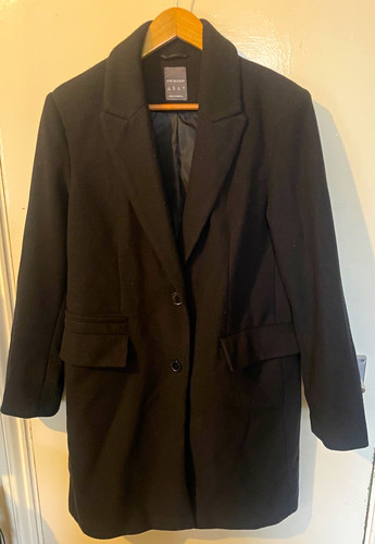Primark black button trench - black,