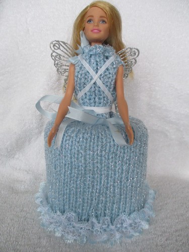 Hand knitted blue fairy doll - knitted,