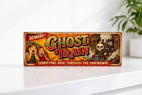Ghost train sign - ghost, plaque