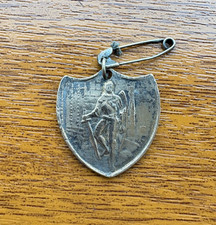 Vintage St George Slaying Dragon Religious Pin Medal Luke 13:24 Made England