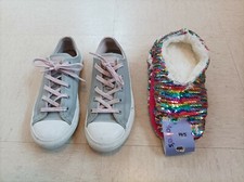 Girls shoes Converse size 3.5 and slippers Claire's NEW