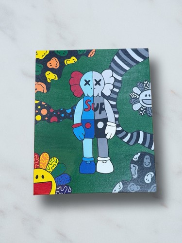 Hand painted kaws supreme art - painted,