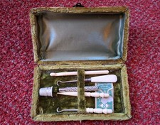 Vintage Sewing Kit with Bone