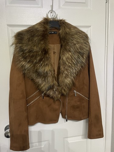 Tan faux suede biker - tan,