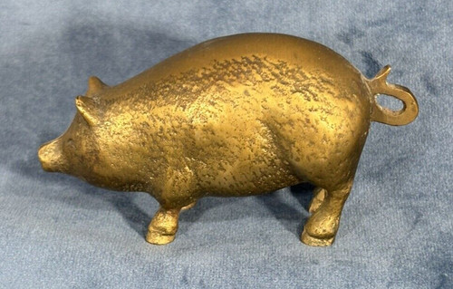 Vintage solid brass pig - vintage,