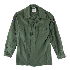 Dutch Army Shirt Green Long Sleeve Vintage 80s Cotton Combat Medium