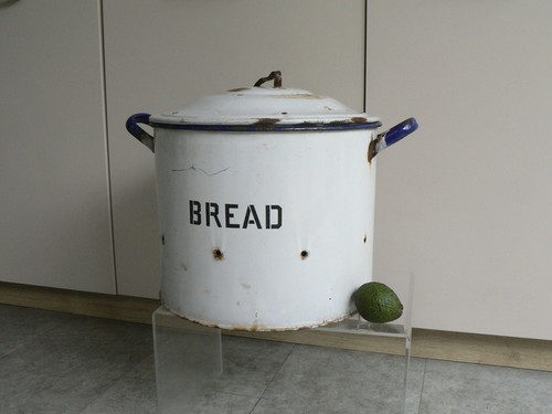 Vintage bread bin enamel - bread,