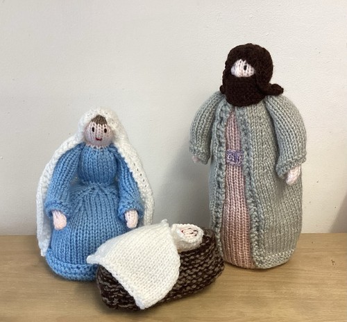 Hand knitted christmas trio - christmas,