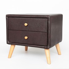 PU Leather 2 Drawer Bedside
