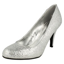 Ladies Anne Michelle Formal Glitter Court Shoes L2983