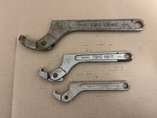 3 x Vintage King Dick Adjustable Hook Spanner No11   no8  &   no6  C spanner