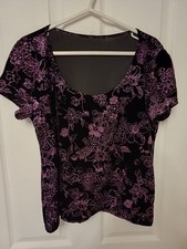 Preloved Ladies Roman Originals Round Neck Short-sleeved Black Sparkle Top Sz 16