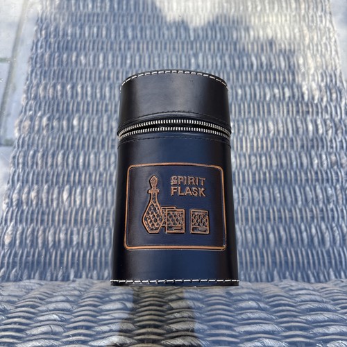 Vintage spirit flask leather - vintage,