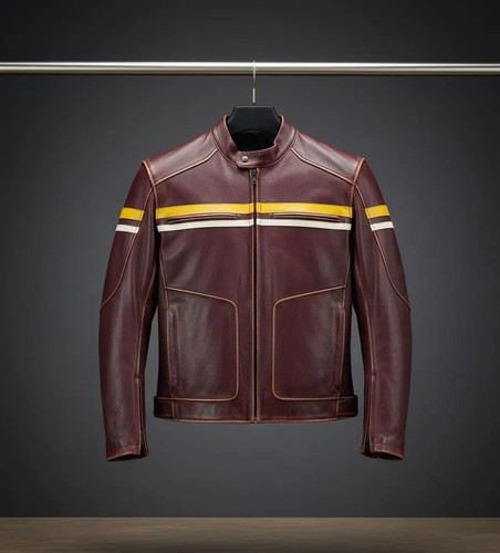 Mens maroon leather motorcycle - mens,
