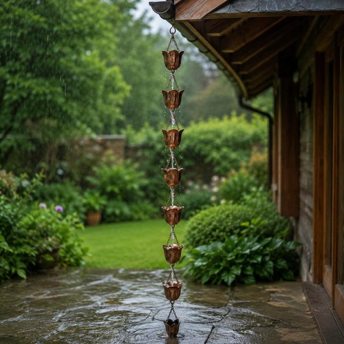 Vintage metal tulip rain chain - vintage,