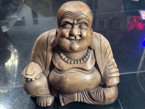 Vintage wooden buddha statue - vintage,