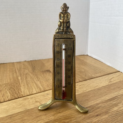 Vintage brass thermometer - vintage,