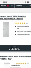 Shaker Fire Door. White Primed 30x78