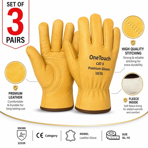 Leather driver work gloves - driver,