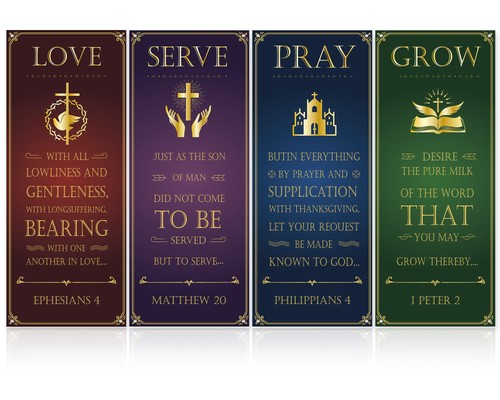 4pcs church banners with - church,