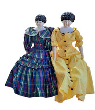 Antique Dolls German China Head Dolls (Pair)  Undergarments Sausage Curl Hair
