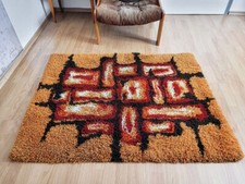 Handmade shag wool Rug orange