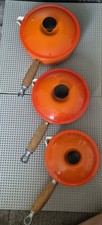 Le Creuset Volcanic Orange Cast Iron Pots Set with Lids and Handles 16 18 20