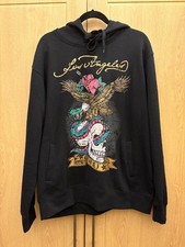 Vintage Ed Hardy Los Angeles Black Hoodie Eagle Snake Skull Tattoo