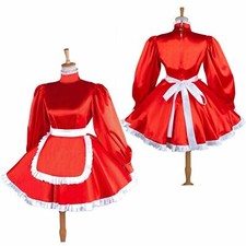 Sissy red satin sissy maid