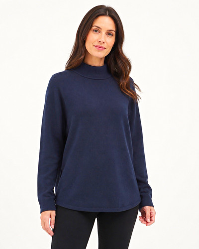 Bonmarche navy knit mock neck - bonmarche,