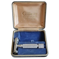 Vintage Gillette Aristocrat Boxed Safety Razor Made In England Silver Tone