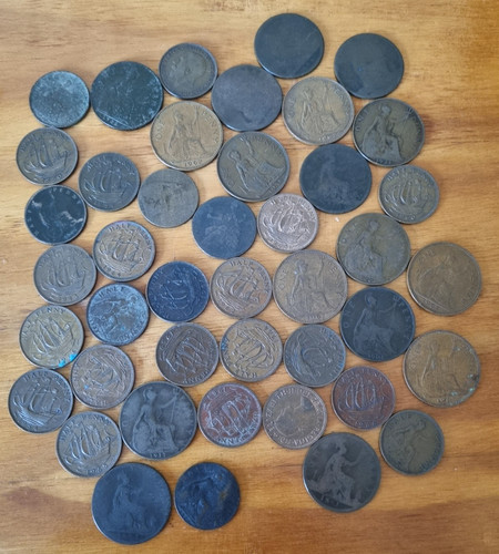 One half penny - one,