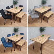 Wooden Dining Table with Bench