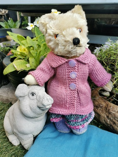 Hand knitted teddy - , bear
