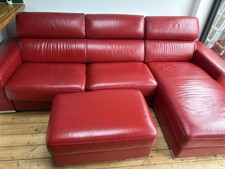 Stunning Red Leather Sofabed