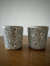 Next Silver Crackle Tealight &