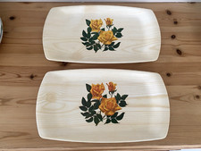 2 x Small Melamine Serving Trays Sandwich Yellow Roses
