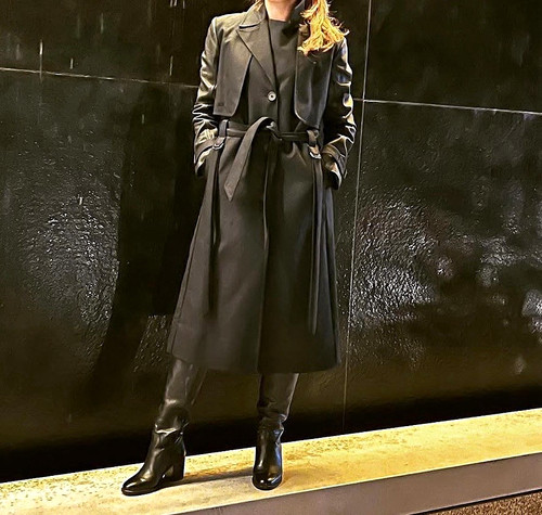 Allsaints black leather - black, long