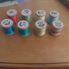 BUNDLE OF VINTAGE SYLKO WOODEN COTTON REELS BOBBINS x 8