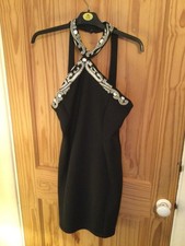 MISS SELFRIDGE womens black beaded strappy dress size 10