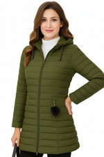 Women's Quilted Padded Puffer Long Jacket Ladies Jacket Warm Winter Coat