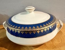 George Jones & Sons Crescent Ivory Blue and Gold Gilt Lidded Tureen Dish