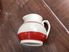 VINTAGE SADLER KLEEN KITCHEN WARE WHITE + RED STRIPED 250ML MILK / CREAM JUG
